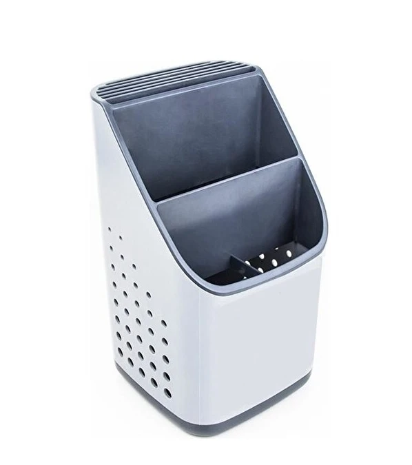 Suport, scurgator pentru tacamuri, gri deschis/antracit Deco Bella 13×13.5×23 cm